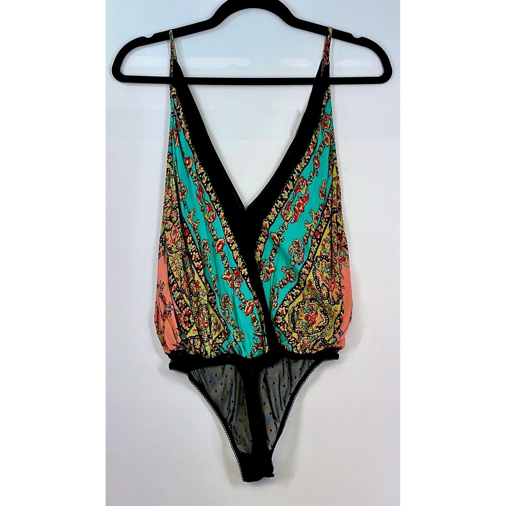 Intimately Free People Boarder Babe Paisley Mesh Bodysuit Sz S Festival Lingerie - Picture 10 of 10
